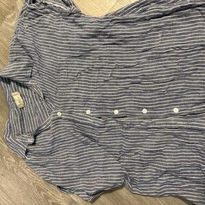 Altar'd State Navy and White Striped Button Down Shirt